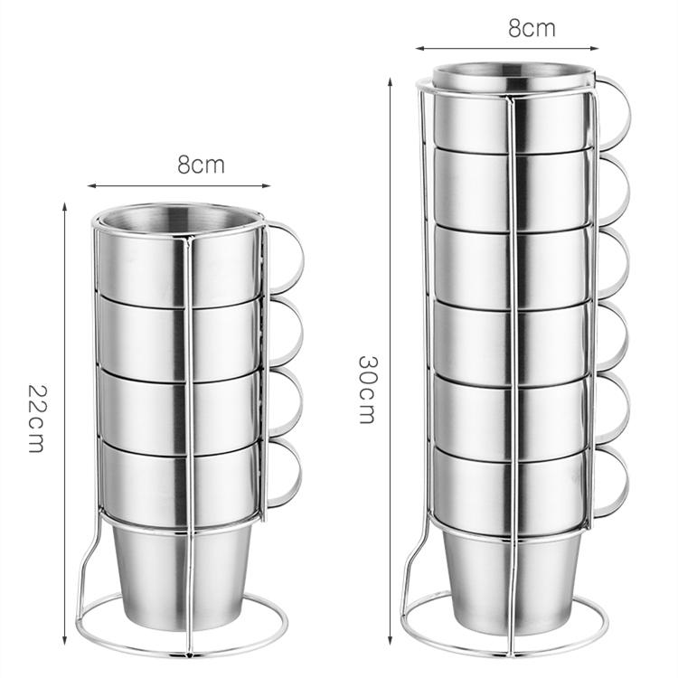 ステンレス製マグカップ キャンプステンレス鋼304コーヒーカップセット,6カップ,お茶,断熱,火傷防止