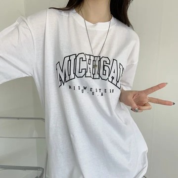 Vuja de 純棉 t恤 短袖上衣女 英文印花 T恤 韓國上衣 oversize T恤 潮流衣服 寬鬆上衣 ins風