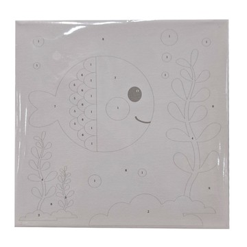 數字油畫 DIY 彩繪魚 20x20cm 油畫布 松木框  3個