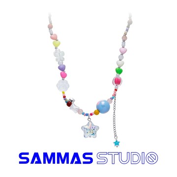 SAMMAS彩色串珠糖果星星項鍊女小眾時尚多巴胺配飾甜酷辣妹鎖骨鏈