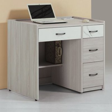 文創集 皮登卡2.7尺四抽書桌/辦公桌(仿大理石紋路耐磨美耐皿面板)-81x60x83-cm免組