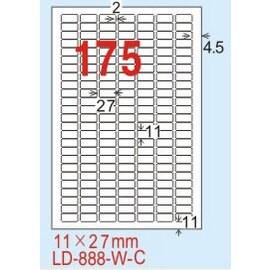 【龍德】LD-888(圓角) 雷射、影印專用標籤-金/銀色 11x27mm 15大張/包