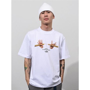 FCCLUB龍年李小龍雙節棍重磅t恤寬松男女街舞hiphop小領短袖涂鴉