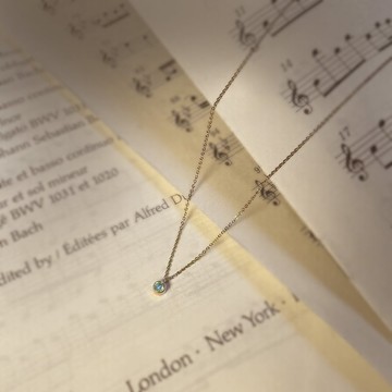 天空藍鋯石生日石316醫療鋼項鍊/3月誕生石 單鑽 鎖骨鍊 不鏽鋼鍊