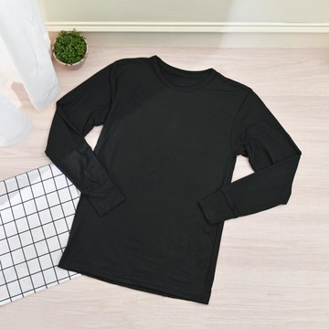 ANUAN-男極彈升溫圓領磨毛衣-黑