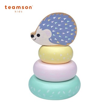 跟我一起疊高高【Teamson】可愛刺蝟積木疊疊樂 兒童玩具 木製玩具 繽紛色系 小肌肉訓練 寓教於樂 好玩有趣 生日禮物 送禮推薦