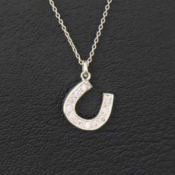 馬蹄項鍊 純銀 925 粉色【免費刻印】馬蹄 蹄鐵 項鍊 墜飾 純銀飾品 女款 聖誕節