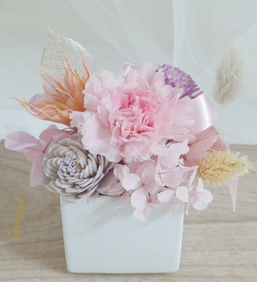 永生康乃馨盆花 結婚捧花永生乾燥花情人節畢業花束生日禮物七夕