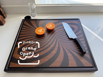 手工製作漩渦端紋砧板－非洲黑檀木