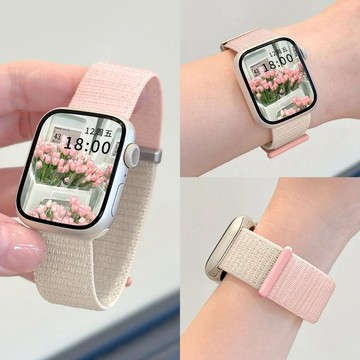 台灣出貨🔥魔術貼 可調節 尼龍編織錶帶 Apple Watch S11 10 SE3 錶帶 iwatch錶帶 蘋果錶帶