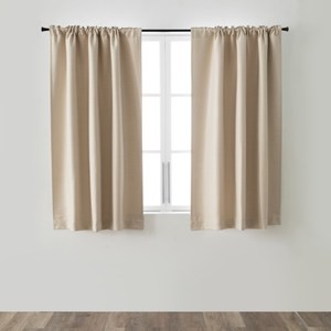 PALETTE三明治遮光橫紋緹花半腰窗簾270x165cm 芒草棕