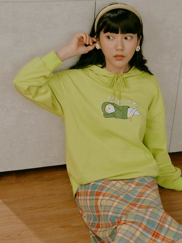 貓小姐．棉質帽T橘貓印花連帽上衣