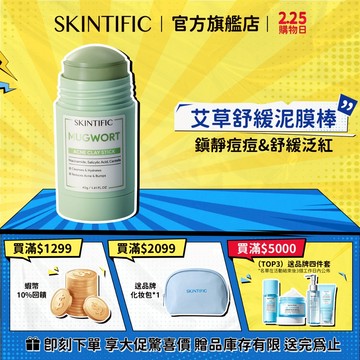 SKINTIFIC 艾草舒緩泥膜棒40g 水楊酸深層清潔 閉口粉刺 舒緩保濕 塗抹式面部面膜控油 毛孔剋星