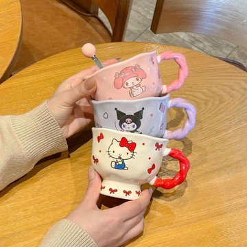 臺灣-出貨🔥三麗鷗水杯HelloKitty杯子庫洛米女生卡通馬克杯美樂蒂牛奶咖啡杯