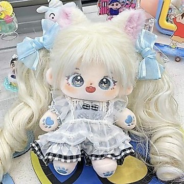 台灣出貨 20cm棉花娃娃娃用假髮馬尾長髮雙馬尾捲髮人形公仔玩偶抓夾頭髮