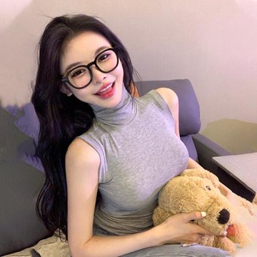 小腰精穿出好身材內搭無袖洋氣修身純色高領氣質包身打底上衣t恤