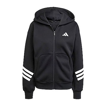 Adidas W FI 3S FZ HD JE0171 女 連帽外套 運動外套 休閒穿搭 黑 白