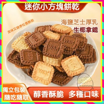 生椰小方塊 海盐芝士餅乾 小方塊餅乾 濃鬱可可味 獨立小包裝 海鹽芝士 開袋即食 酥脆餅乾 甜點 生椰口味小餅乾