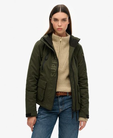 Superdry Women's Women's Ultimate Microfibre SD-Wind Jacket Green / Surplus Goods Olive - Size: 8 Size: 4