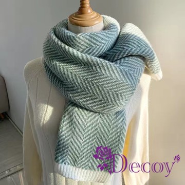 【Decoy】人字紋路 韓風保暖披肩加厚圍巾/顏色可選