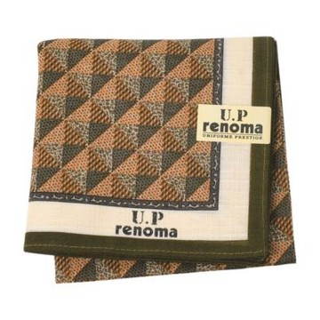 U.P renoma 日本製繽紛幾何圖騰紋字母LOGO帕領巾(墨綠/咖啡/46CM)