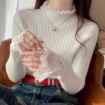 平價衣著 高領蕾絲立體紋針織上衣 內搭 毛衣 半高領 高領 保暖打底上衣 麻花紋針織 緹花上衣 高領內搭長T 打底衫
