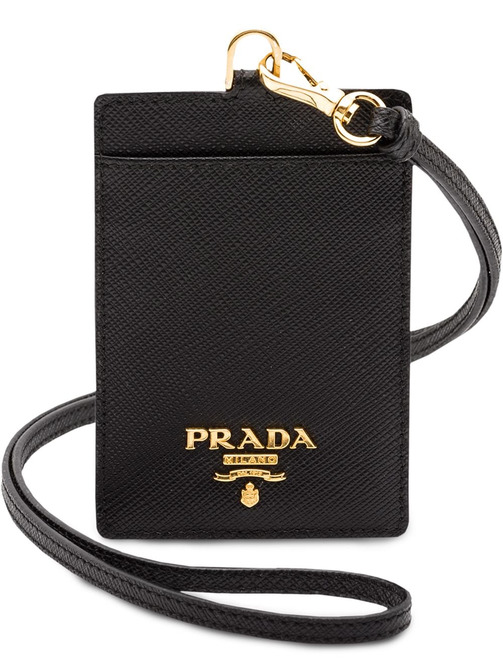 Prada - ID holder lanyard - women - Leather - One Size - Black