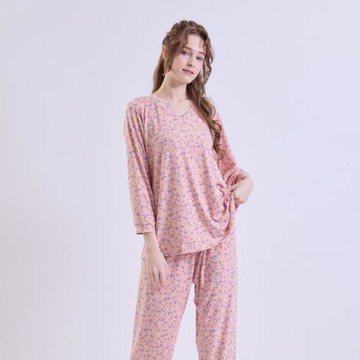 QWl 韓國直送專案棉絨花睡衣套組-獨