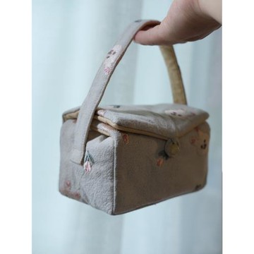 一山 手工棉麻茶壺茶杯收納袋 家用便攜快客旅行刺繡南瓜兔子茶包