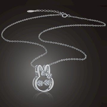抖音同款可愛小姐姐白兔銀吊墜女生百搭森系S925純銀項鏈生日禮物