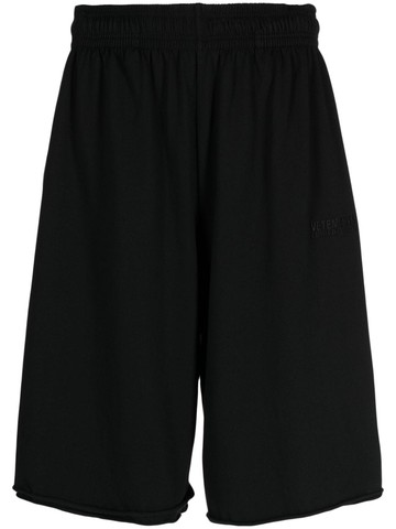 VETEMENTS - logo-embroidered jersey shorts - men - Cotton - XS - Black