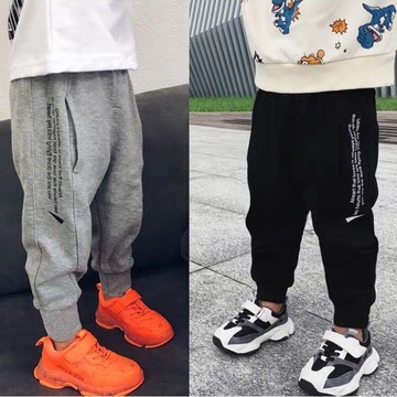 寬松加絨褲男童褲子春秋款中小童運動褲兒童男寶寶束腳褲單褲潮