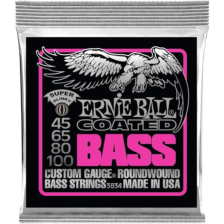 PACK Ernie Ball 3834 Coated Super Slinky BASS Guitar Strings 45-100