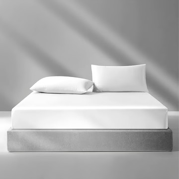 Betrise 貝翠絲 素色系列 300織紗100%純天絲  單人  純粹白  薄床包 + 薄枕套