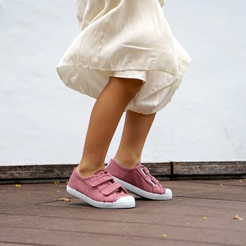 西班牙國民帆布鞋 CIENTA 78997 52 粉紅色 經典布料 童鞋 魔鬼粘