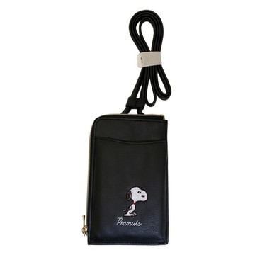 SNOOPY史努比 肩背手機兩用包-黑