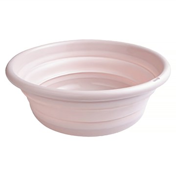 E.City 居家戶外可攜式多功能折疊收納水盆  粉色  中