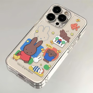 簡約小兔子適用於蘋果手機殼16/15promax保護套太空殼14軟殼13/12