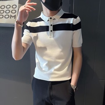 短袖polo衫男 夏季新款潮流短袖t恤 男士潮牌緊身百搭休閒翻領上衣