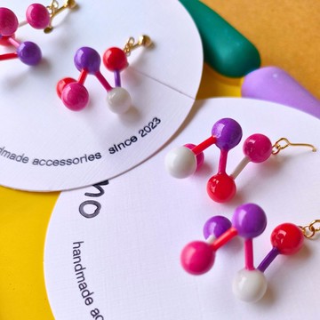 ZIGZAG TAMA 鮮豔粉紅【耳環/耳夾】