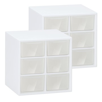 小物抽屜收納盒 12.3 x 9.8 x 12cm 6格款 塑膠材質  白色  3層