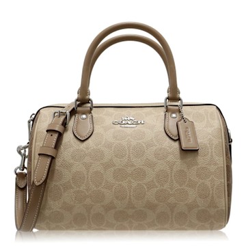 COACH 拼色 經典 PVC / 中款 / 波士頓 斜背包(沙黃棕)