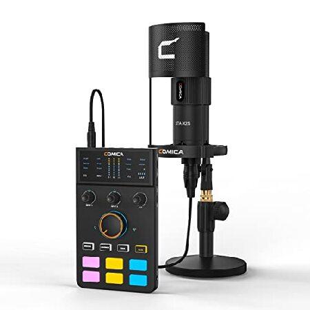 Comica ADCaster C1 K1 Podcast Equipment Bundle USB Audio Interface with Dual XLR Input, Voice Changer, Mic Preamp, 48kHz 24bit XLR Condenser Mic f