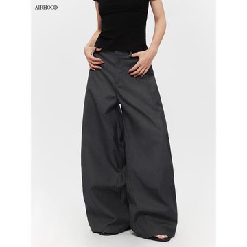 AIRHOOD 2025春秋復古高級感休閑褲男女高腰寬松闊腿垂感西裝褲子