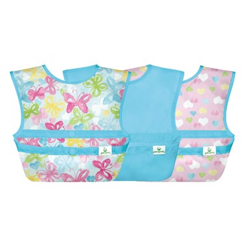 美國 green sprouts 魔鬼氈雙面防水/防食物掉落圍兜 /【吃飯圍兜】三入組_愛心蝴蝶_GS101247-AW