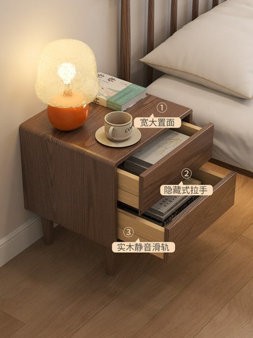 置物櫃 置物架 收納櫃 免運 開立發票 實木床頭柜簡約現代臥室儲物柜家用小型床邊置物柜簡易收納柜 快速出貨