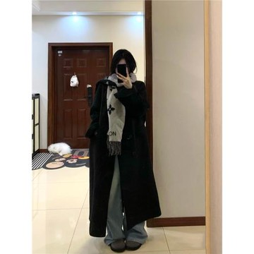 黑色西裝呢子大衣女2024新款秋冬韓版小個子高級感中長款毛呢外套