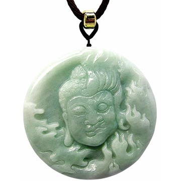 冰蘋果綠一念之間保佑菩薩 天然A貨翡翠玉石吊墜子項鍊H51