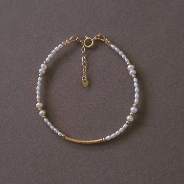 14kgf 淡水珍珠極簡天然石手鍊