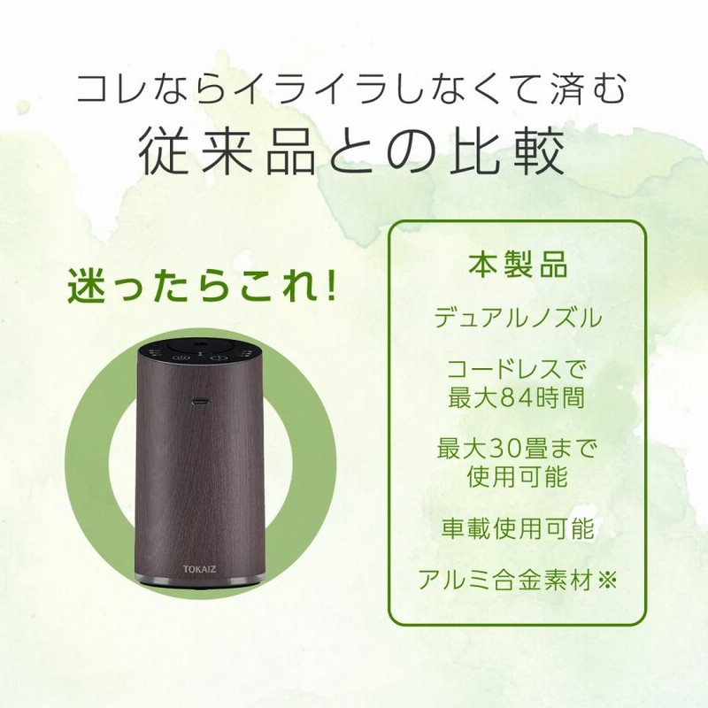 アロマディフューザー 水なし 車 コードレス おしゃれ 水を使わ